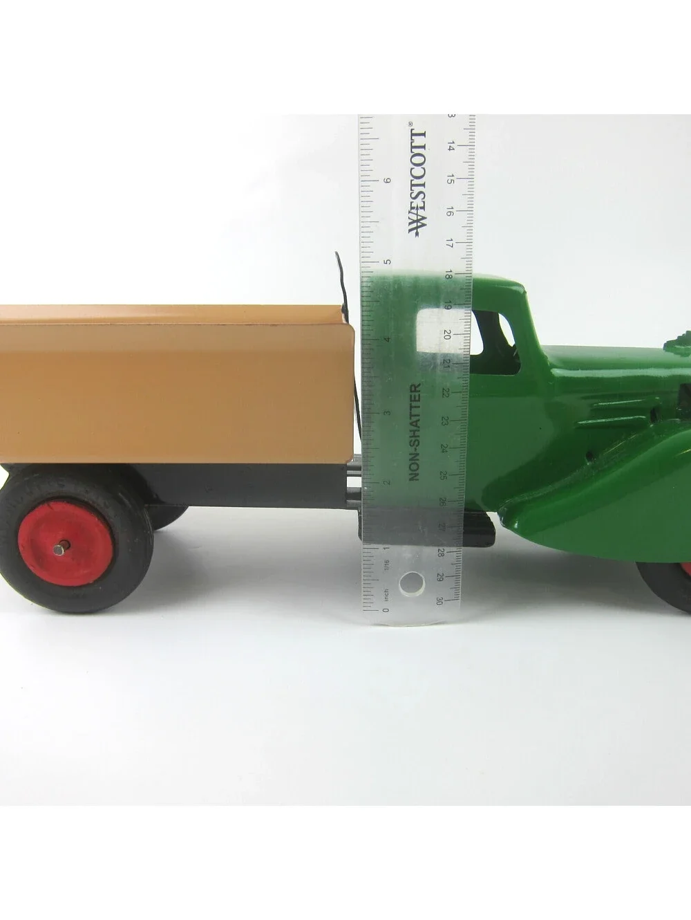 Vintage Wyandotte Pressed Steel Dump Truck 1930s Green & Yellow Art Deco RARE